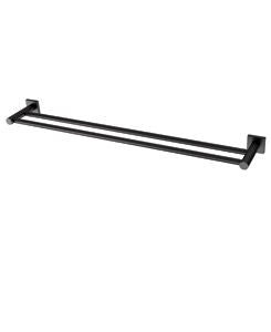 RADII BLACK Double Towel Rail 800mm Square Plate