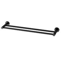 RADII BLACK Double Towel Rail 600mm Square Plate